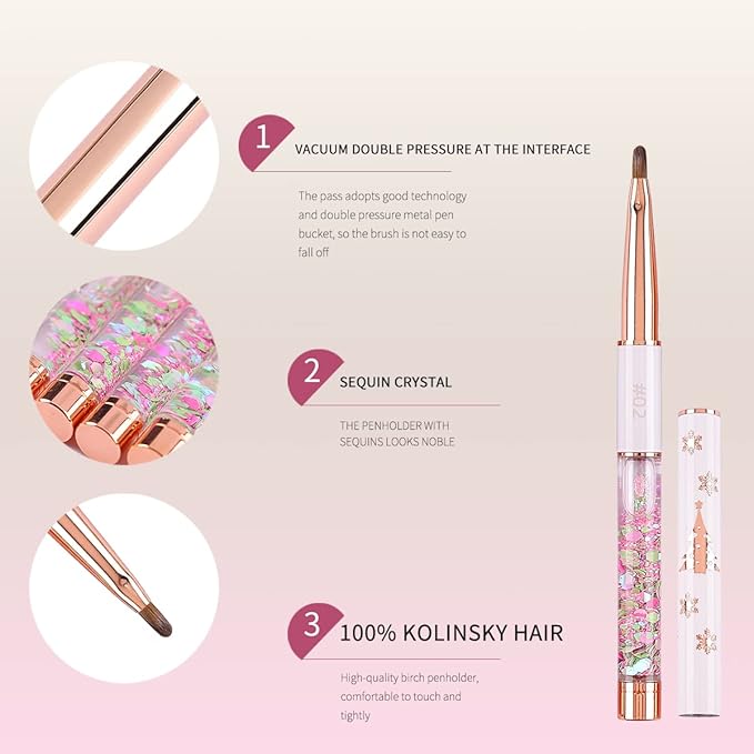 Acrylic Nail Brush Size 2,KEMEISI 100% Pure Kolinsky Nail Art Brushes Sturdy Handle Oval Shaped Acrylic Powder Nail Design Tools for Professional Manicure DIY Home Salon (White)-BrightBean Baby