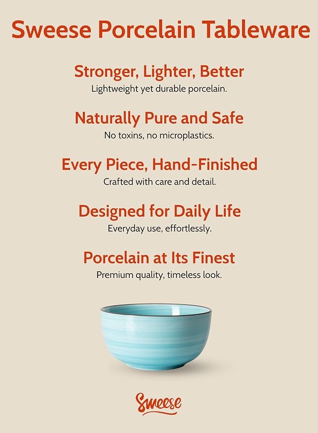 Sweese 10 Oz Ceramic Ice Cream Bowls, Set of 6, Dishwasher Microwave Safe Dessert Bowls in Assorted Cool Colors