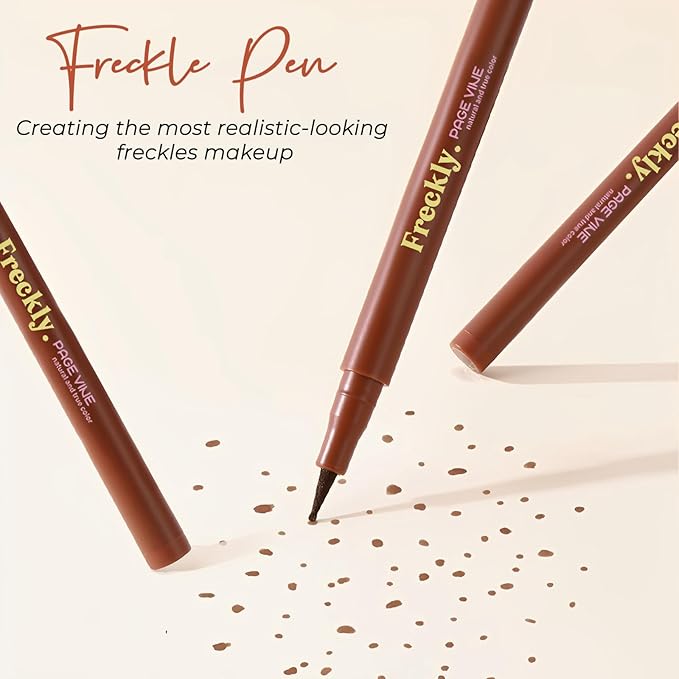 Freckle Pen, Natural Lifelike Fake Freckles Makeup Pen Stamp for Sunkissed Makeup,Magic Faux Freckle Stain Marker Long Lasting Quick Dry - (03DARK+04ESPRESSO)-BrightBean Baby