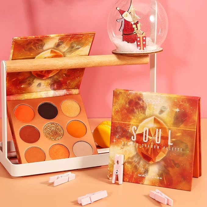 docolor Eyeshadow Palette 9Colors Orange Eyeshadow Gemstone Shadow Palettes Highly Pigmented Mattes Shimmers Smokey Glitter Cream Colorful Powder Blendable Long Lasting Waterproof Makeup Palette-BrightBean Baby