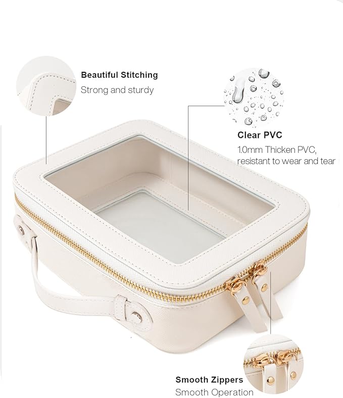 Clear Makeup Bag Small, TSA Approved Portable Toiletry Bag with Zipper Cosmetic Travel Bag Makeup Organizer Case Mini Makeup Pouch for Purse Car Organizer Bag for Women Men-BrightBean Baby