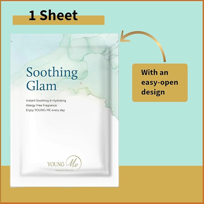 YoungMe Soothing Glam Facial Sheet Mask - 1 Sheets Face Masks | Korean Face Mask Skincare - Deep Real Masks for Sensitive Skin or All Skin Types-BrightBean Baby