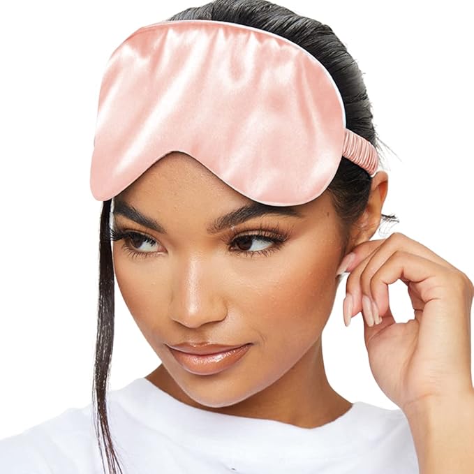 SMUG Satin Sleep Mask & Eye Mask | Travel Sleep Masks for Women & Men | Soft Sleeping Eye Mask to Nourish Skin & Reduce Dark Circles | Eye Sleep Mask Shades to Block Out Light | Pink-BrightBean Baby