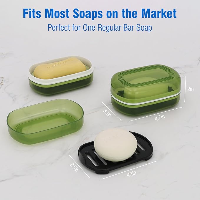 Soap Holder - Portable Travel Soap Case with Draining Layer - Perfect for Bathroom, Gym, Camping, Traveling (Green)-BrightBean Baby