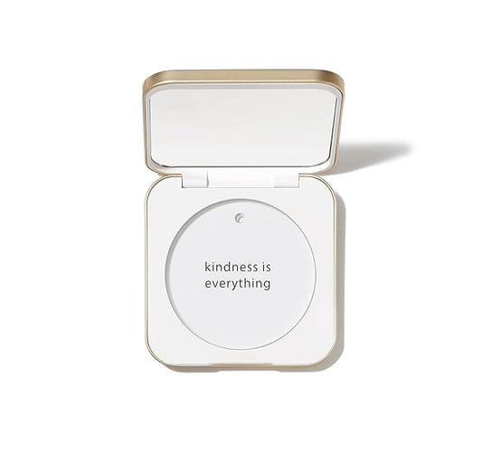 jane iredale Refillable Compact | Aluminum Shell & Magnetic Closure | Interior Mirror for On-The-Go Use | Compatible with all Powder Refills | White-BrightBean Baby
