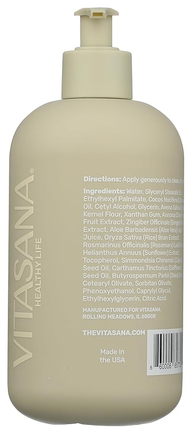 Vitasana Hydrating Hand & Body Lotion, 16 oz – Fragrance‑Free, 99% Plant‑Derived with 2% Colloidal Oatmeal, EWG Verified, Hypoallergenic, Paraben‑Free, Sulfate‑Free, Cruelty‑Free-BrightBean Baby