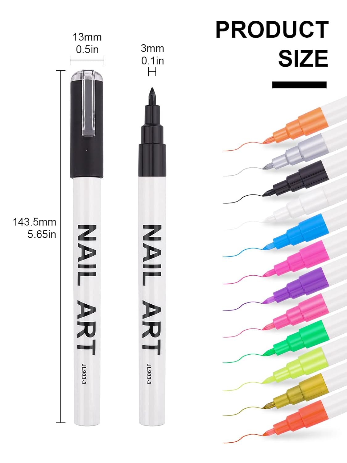 12 Color 3D Nail Art Pens Set, Kalolary Nail Point Graffiti Dotting Pen Drawing Painting Liner Brush for DIY Nail Art Beauty Adorn Manicure Tools-BrightBean Baby