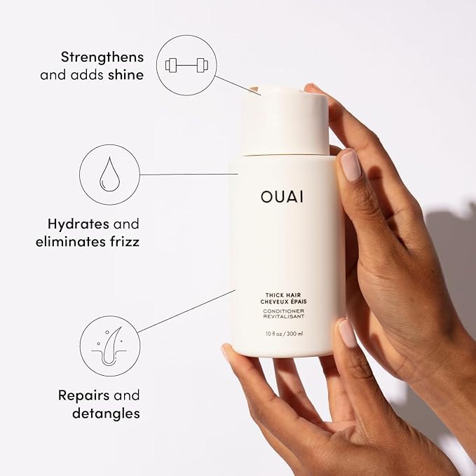 OUAI Thick Hair Shampoo & Conditioner Set, Travel Size - Moisturizing Shampoo & Conditioner - With Keratin, Marshmallow Root, Shea Butter & Avocado Oil - Sulfate, Paraben & Phthalate Free (3 Oz)-BrightBean Baby