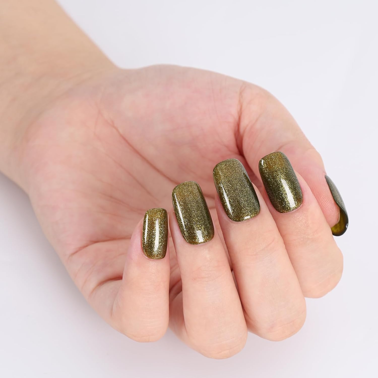 Olive Green Color Glitter Gel Nail Polish,15ml UV/LED Soak Off Sparkly Shimmer Green Gel Polish for Manicure Salon or DIY Nail Art at Home,All Seasion Color Gel - GP0114-BrightBean Baby