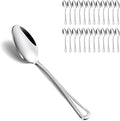 24 Pieces Teaspoons Set, 6.4 Inches Spoon Set, Stainless Steel Silverware, Small Spoons with Pearl Dot Design Handle, Dishwasher Safe, Tea Spoons Suitable for Home and Restaurant