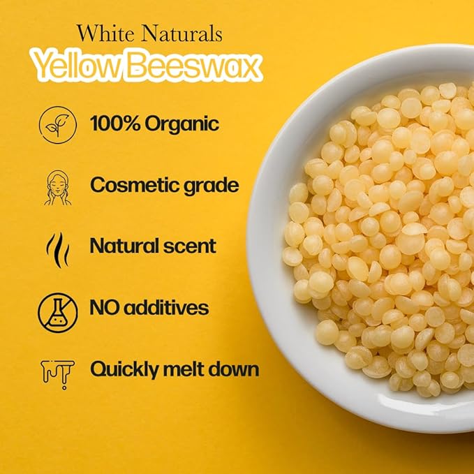Yellow Beeswax Pellets 1lb (16oz), Pure, Natural, Cosmetic Grade, Organic, Bees Wax Pastilles, Triple Filtered, Great For Candle Making, Soap, Food Wrap, DIY Lip Balms, Lotions-BrightBean Baby
