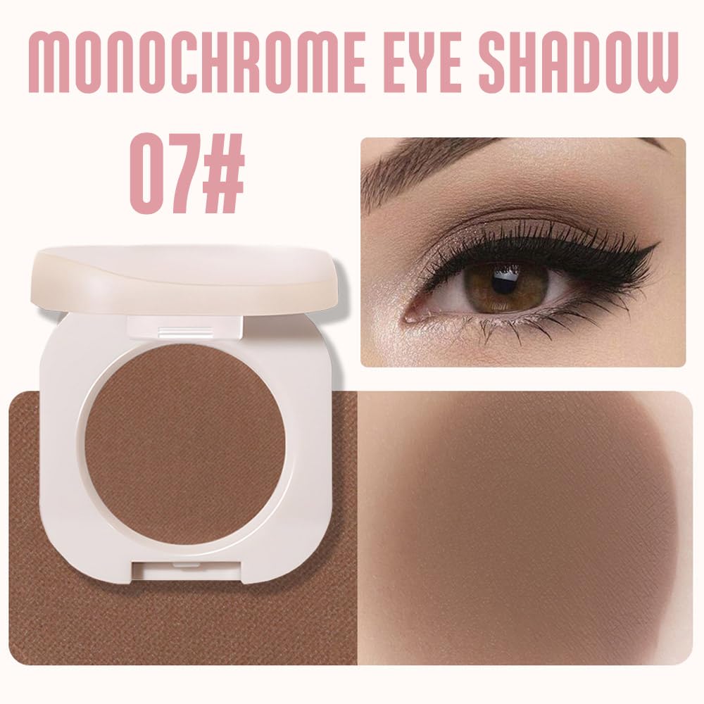 Single Nude Coffee Brown Matte Eyeshadow,Bright Intense Monochrome Eye Shadow,Apply Makeup Easily,Matte Pressed Powder Single Eyeshadow,24 Hour Eye Makeup Longwear Waterproof-BrightBean Baby