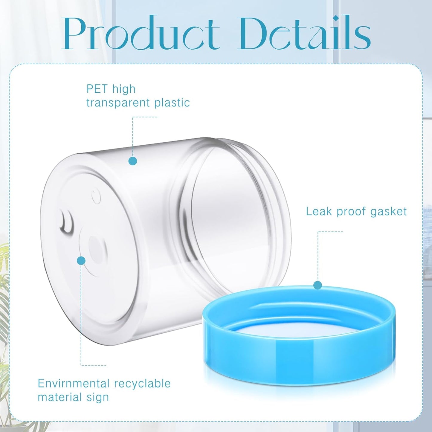 SATINIOR 100 Pcs Plastic Jars with Lids Small Containers Lids Wide Mouth Small Plastic Containers for Lotion Cream Rhinestones Body Butters Travel Storage(8 oz, Blue)-BrightBean Baby