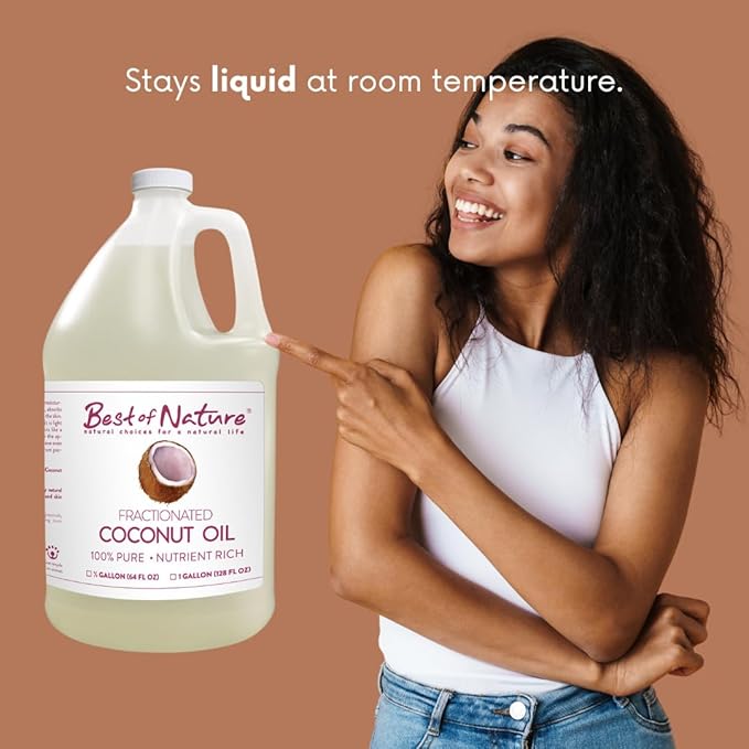 Best of Nature 100% Pure Fractionated Coconut Oil - Liquid MCT Massage & Body Oil, Unscented Moisturizer for Hair, Skin, Face, Aromatherapy Carrier for Essential Oils, 5 Gallon Pail (640 fl oz)-BrightBean Baby