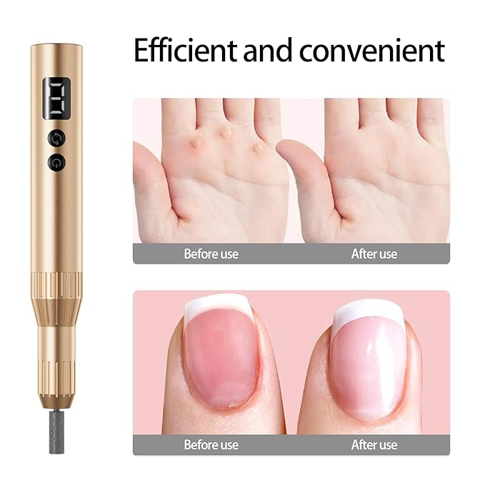 Electric Nail Drill Professional Machine Efile Manicure Pedicure Tools Portable File for Acrylic Gel Dip Powder Nails Salon Use Manicure Pedicure Nail Supplies (Gold)-BrightBean Baby