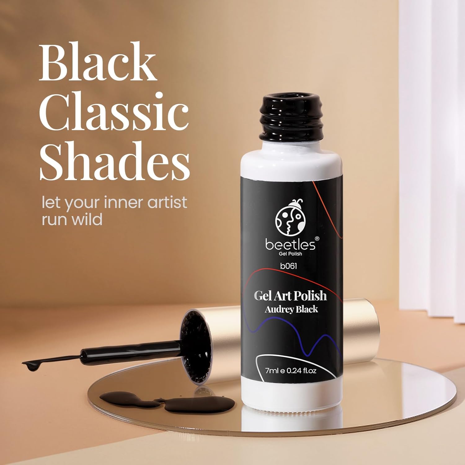 beetles Gel Polish Liner Gel Nail 7ml Classic Black Gel Polish Art Paint for Nails Built,Thin Line Nails Art Brush in Gel Pens UV LED Soak off Comic Nails Manicure DIY Gift for Women-BrightBean Baby