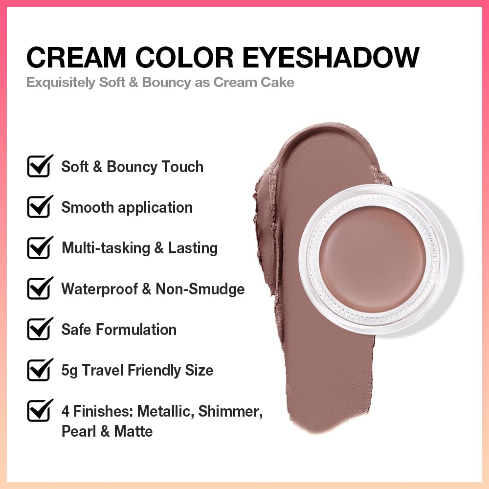 Single Cream Stone Matte Eyeshadow Palette Makeup, Natural Single Mini Instant Holographic Eyeshadow For Women, Sombras Crema Para Ojos, Talc, Paraben & Cruelty Free, 22-BrightBean Baby