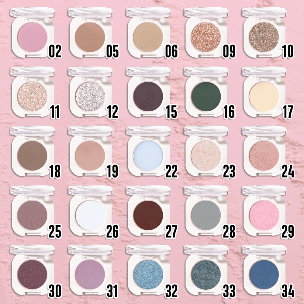 Nude Pink Matte Eyeshadow Palette for Women, Single Monochrome Eye Shadow Makeup, Shiny Pressed Powder, Blendable Natural sombras para ojos, Holographic,Vegan,Travel -19-BrightBean Baby