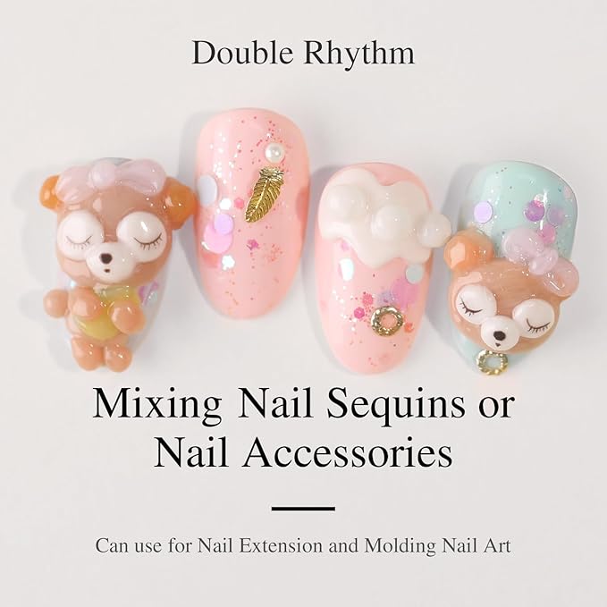 Double Rhythm 3D Clear Solid Sculpting Gel for Nail Art - Non-Sticky Hard Gel for Building, Carving, Molding Extension - Soak Off UV/LED Salon Home DIY 0.5 Oz (Clear)-BrightBean Baby