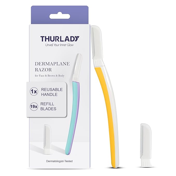 Face Razors for Women, Reusable Handle with 19 Microblades, Dermaplane Razor for Women Face, Eyebrow & Facial Razors, Peach Fuzz Remover, Gentle Exfoliating, for Sensitive Skin (Solar Veil)-BrightBean Baby