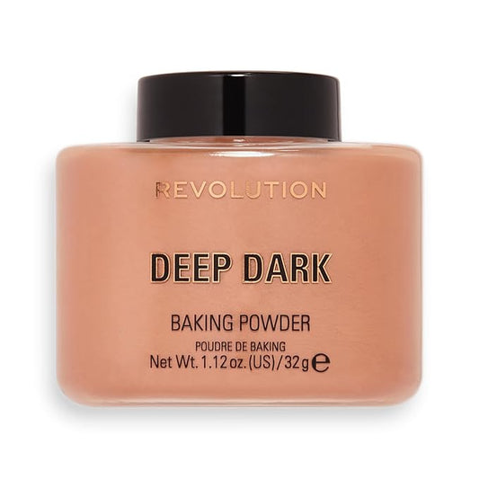 Revolution Beauty, Loose Baking Powder, Makeup Setting Powder, Long Lasting Coverage, Mattifies & Reduces Shine, Deep Dark, 1.13 Oz-BrightBean Baby