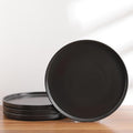 Stone Lain Coupe - Celina Stoneware Round Dinner Plates Set, 4-Piece, Black Matte