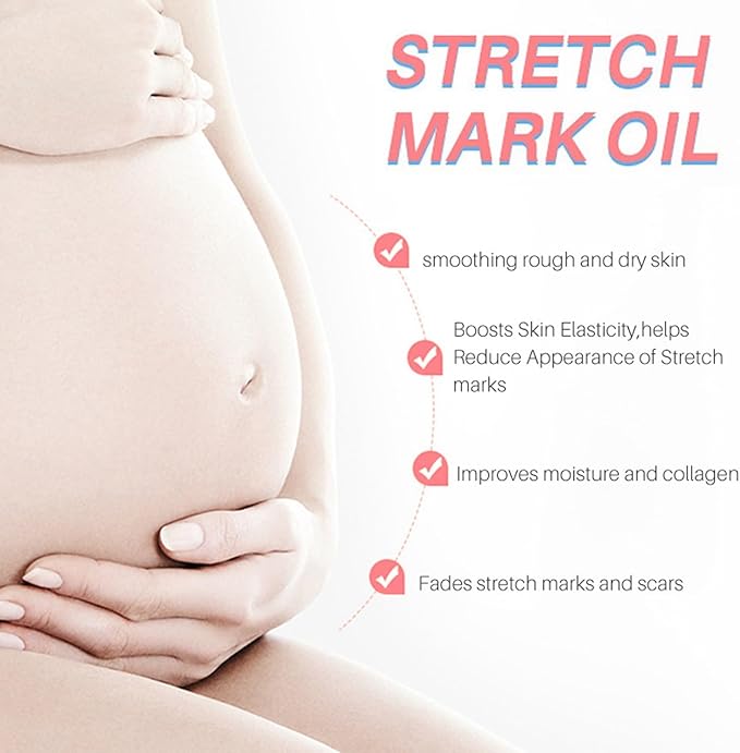 Stretch Mark Pregnancy Massage Oil, Stretch Mark Oil, Skincare Oil for Improve Stretchmarks, Pregnancy Skin Care Fade Stretch Marks, Body Moisturizer for Dry Skin, First Time Mom Gift 30 ml-BrightBean Baby