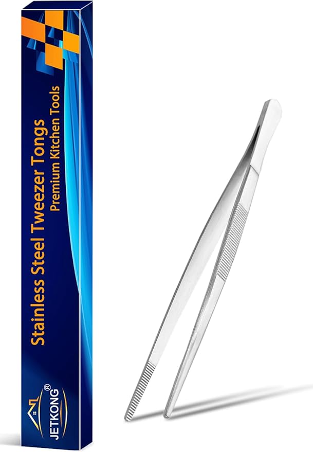 JETKONG 7 Inch Small Cooking Tweezers Mini Kitchen Food Tweezers Small Kitchen Tweezer Tongs