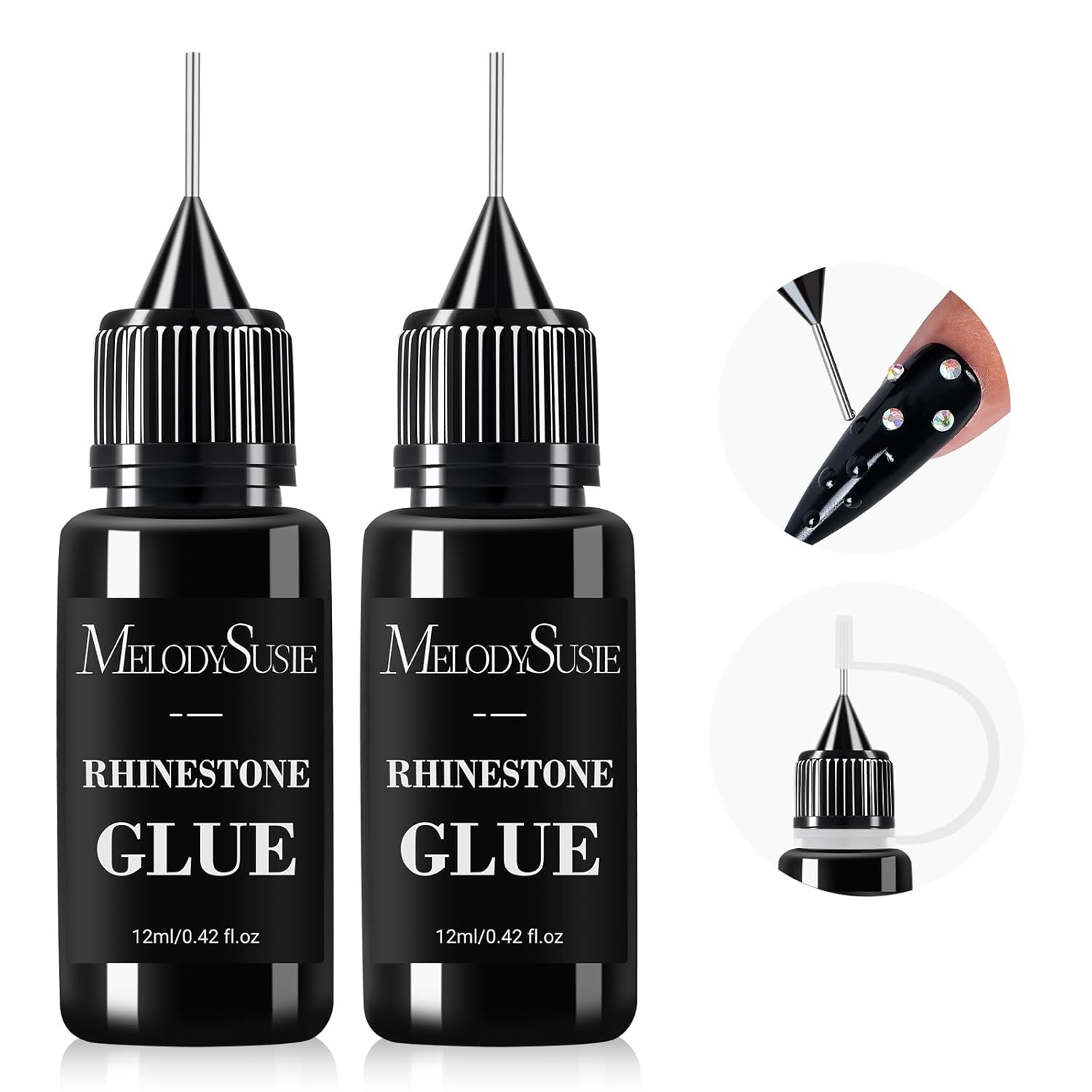 MelodySusie 2Pcs Nail Rhinestone Glue, 3D Gel Nail Art Design Strong Adhesive Nail Gem Glue for Nail Charms Gems Jewelry Decoration DIY Manicured at Home Cured Need Beauty Gifts for Women-BrightBean Baby