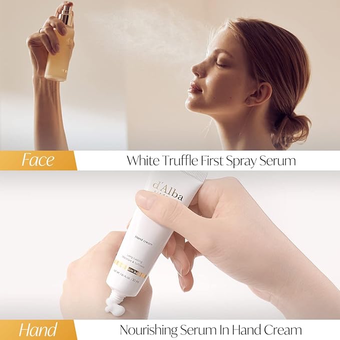 d'Alba All About Korean Skin Care, Gift Set for White Truffle First Spray Serum & Nourishing Hand Cream, Perfect for Mothers Day Gift-BrightBean Baby
