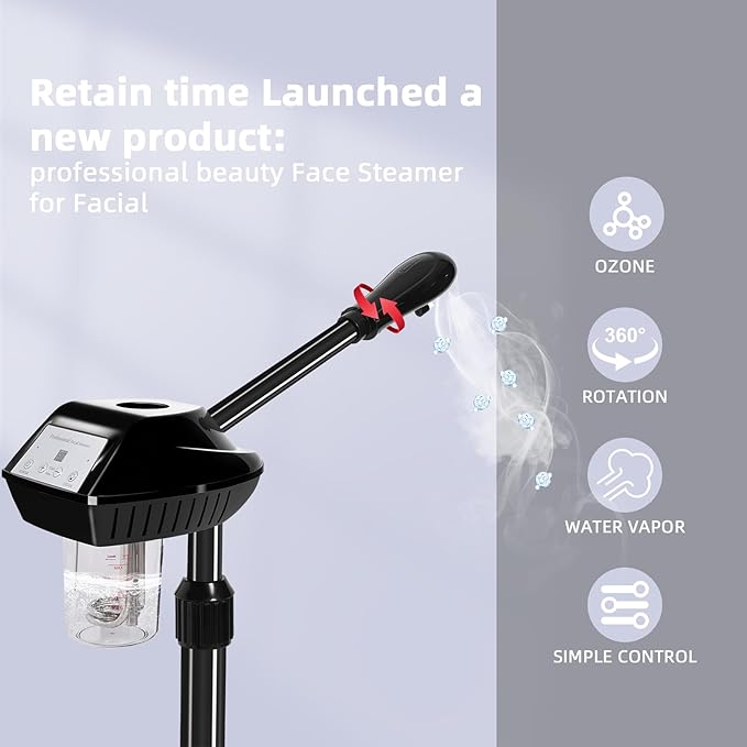 Facial Steamer, Face Steamer on on Wheels with More Steam, Adjustable Height for Face Steamer Suitable for Personal Home and Professional Personal Care Places，Moisturizing and Hydrating.-BrightBean Baby