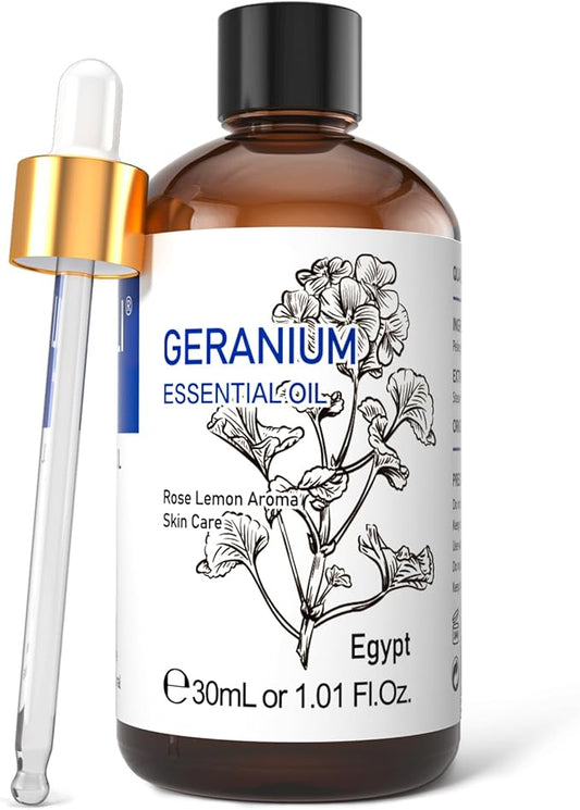HIQILI 30ML Geranium Essential Oil， for Skin, Diffuser & Candle, 100% Pure and Natural - 1.01 Fl.Oz-BrightBean Baby
