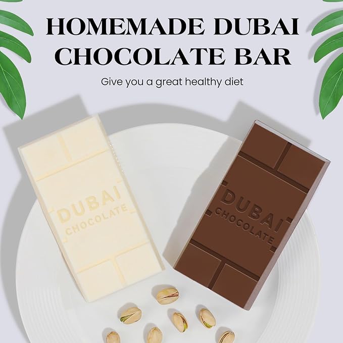 1 Inch Chocolate Bar Mold Deep Dubai Stuffed Chocolate Molds Silicone Large Break Apart Candy Molds (2 Pcs)