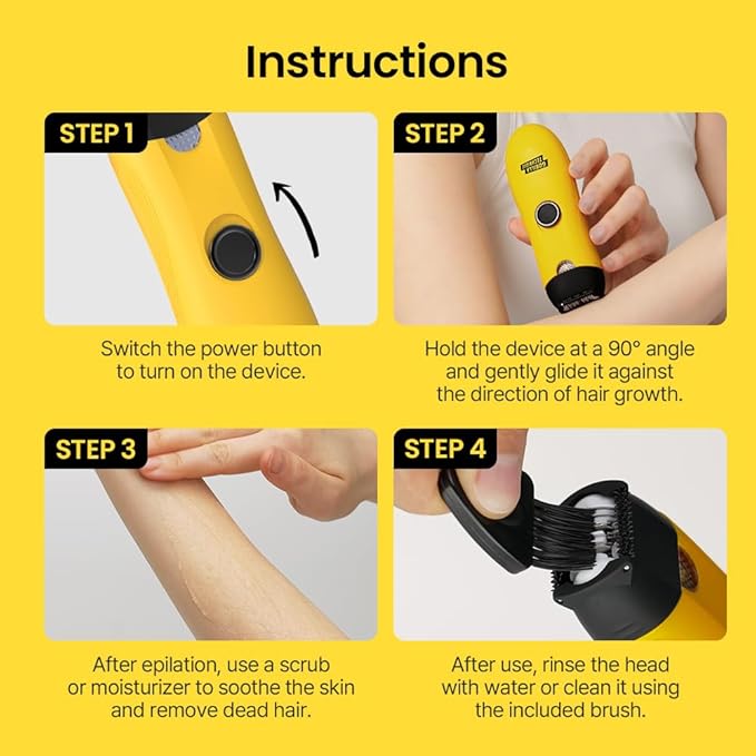 Gorilla Technique Mini Epilator 1000V, Pain Relief Roller, Facial & Body Hair Removal Device, Electric Tweezers for Women & Men, Specialized for Narrow and Sensitive Area, Korean Skin Care - 1000V-BrightBean Baby