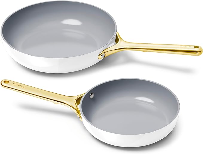 Caraway Fry Pan Duo White - Non-Toxic Ceramic Cookware Set 2 Piece