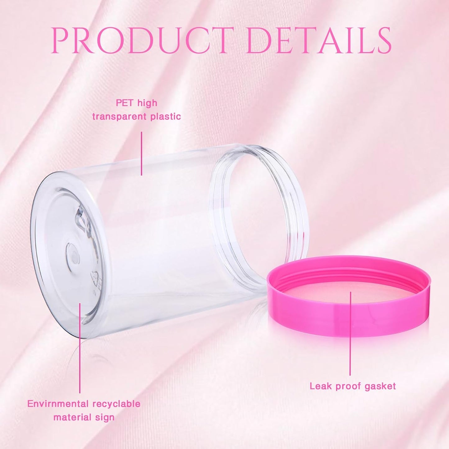 SATINIOR 100 Pcs Plastic Jars with Lids Small Containers Lids Wide Mouth Small Plastic Containers for Lotion Cream Rhinestones Body Butters Travel Storage(10 oz, Pink)-BrightBean Baby
