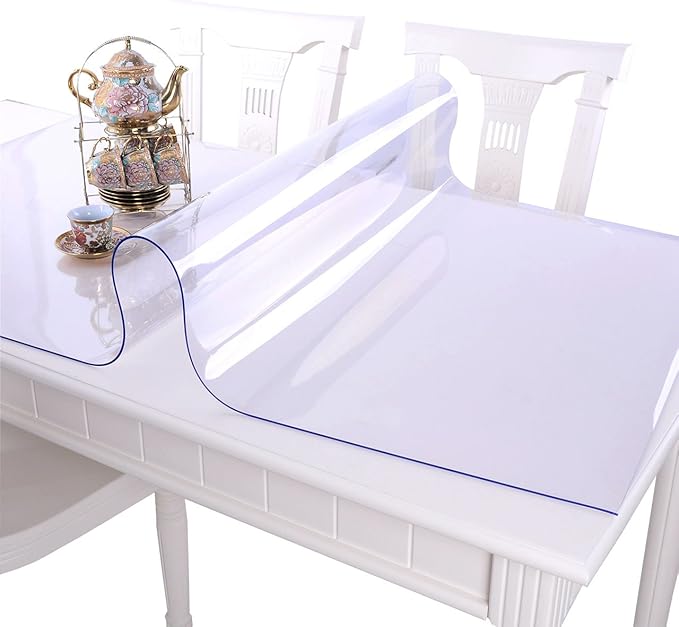 NECAUX Custom 18 x 39.4 Inch Clear Desk Cover Protector, 1.5mm Thick Plastic Desk Pad, Desk Protector Clear, Desk Mat on top of Desk, Clear Table Cover Protector for Computer Writing Desk, Side Table