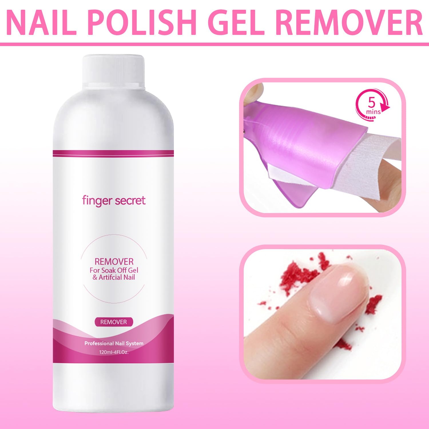 Nail Polish Remover 4Fl.Oz Nail Polish Remover Kit Professional Nail Glue Remover Quickly & Easily Remove Dip Powder Artificial Nails,Glitter Polish,Builder gel,poly gel acrylic powder.-BrightBean Baby