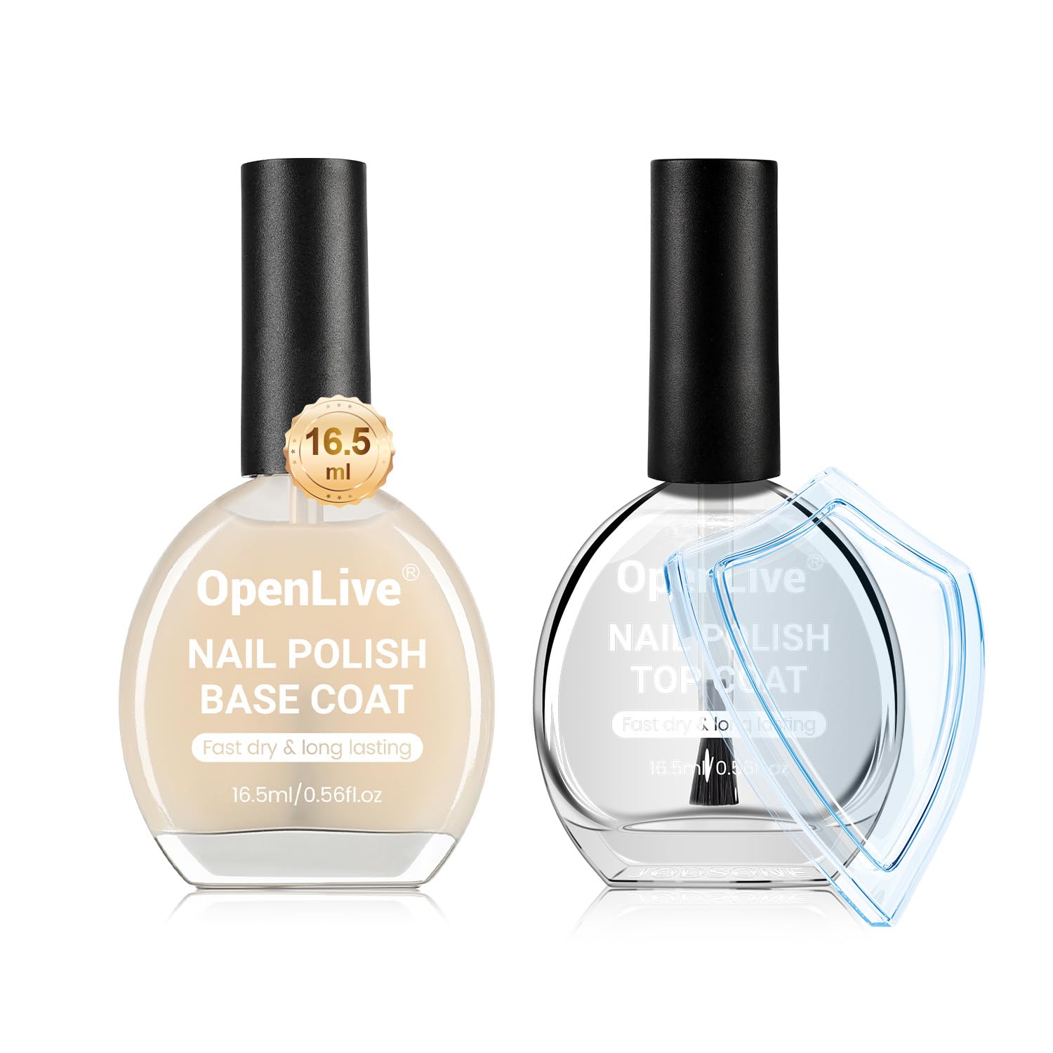 Base and Top Coat Nail Polish Quick Dry,16.5ml Large capacity Basic Nail Polish Set Air Dry Fast, High-Glossy Shiny, No U V Light Needed for Women Salon DIY Nail Art-BrightBean Baby