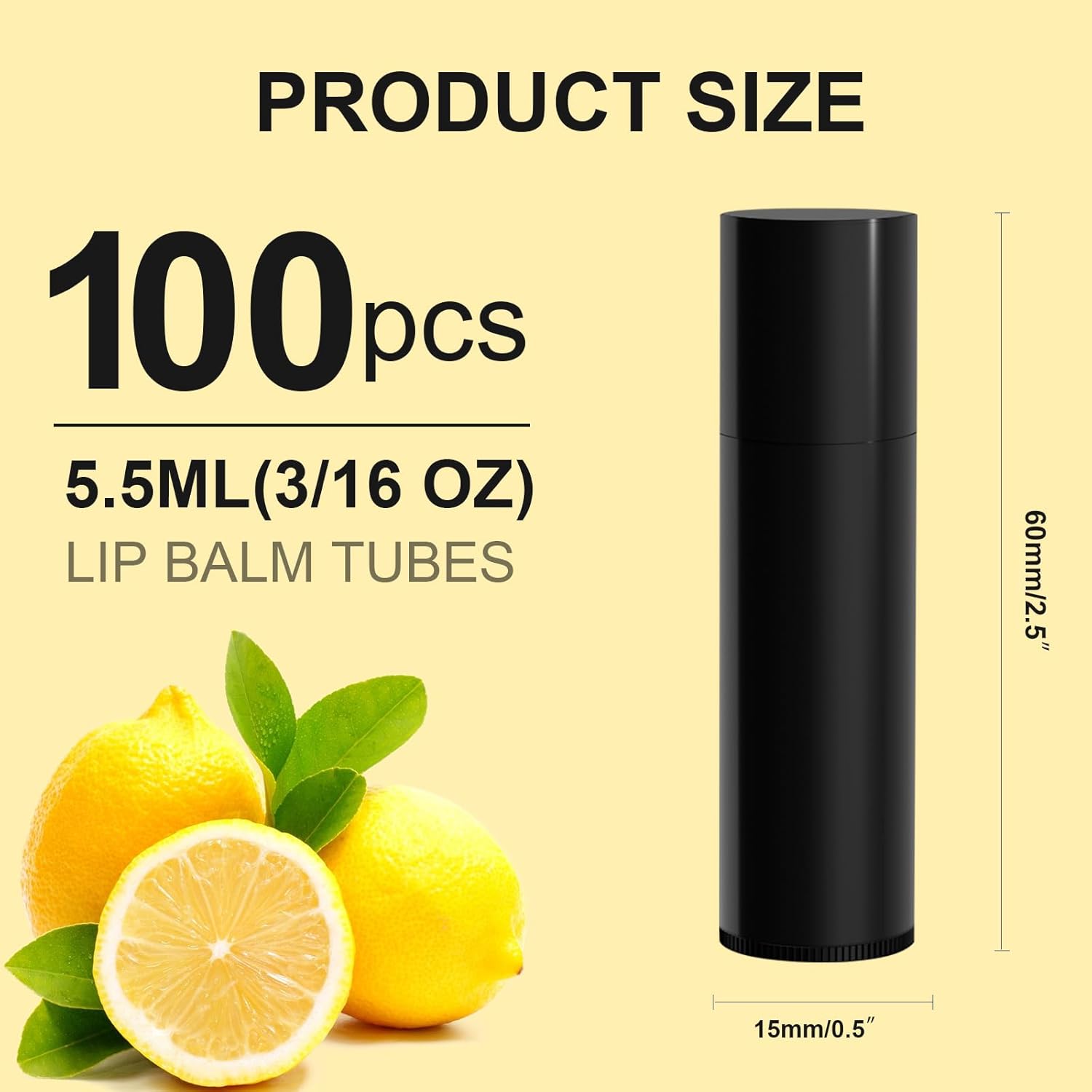 Empty Lip Balm Tubes for DIY Lipstick with Leak-proof Caps, 100-Pack Lip Balm Containers BPA Free, Black-BrightBean Baby