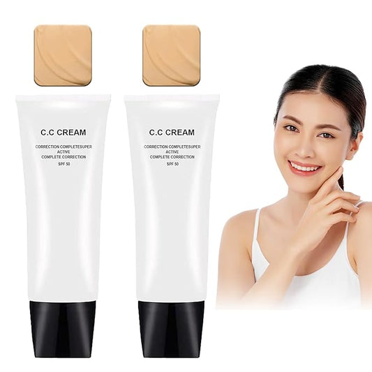 NOISSUE Cc Cream Skin Tone Adjusting CC Cream SPF 50, Face Sunscreen and Foundation, Colour Correcting Self Adjusting Soft Moisturizing Skin Tone Gel Invisible Pore Light Oil-Free (2pcs-Ivory)-BrightBean Baby