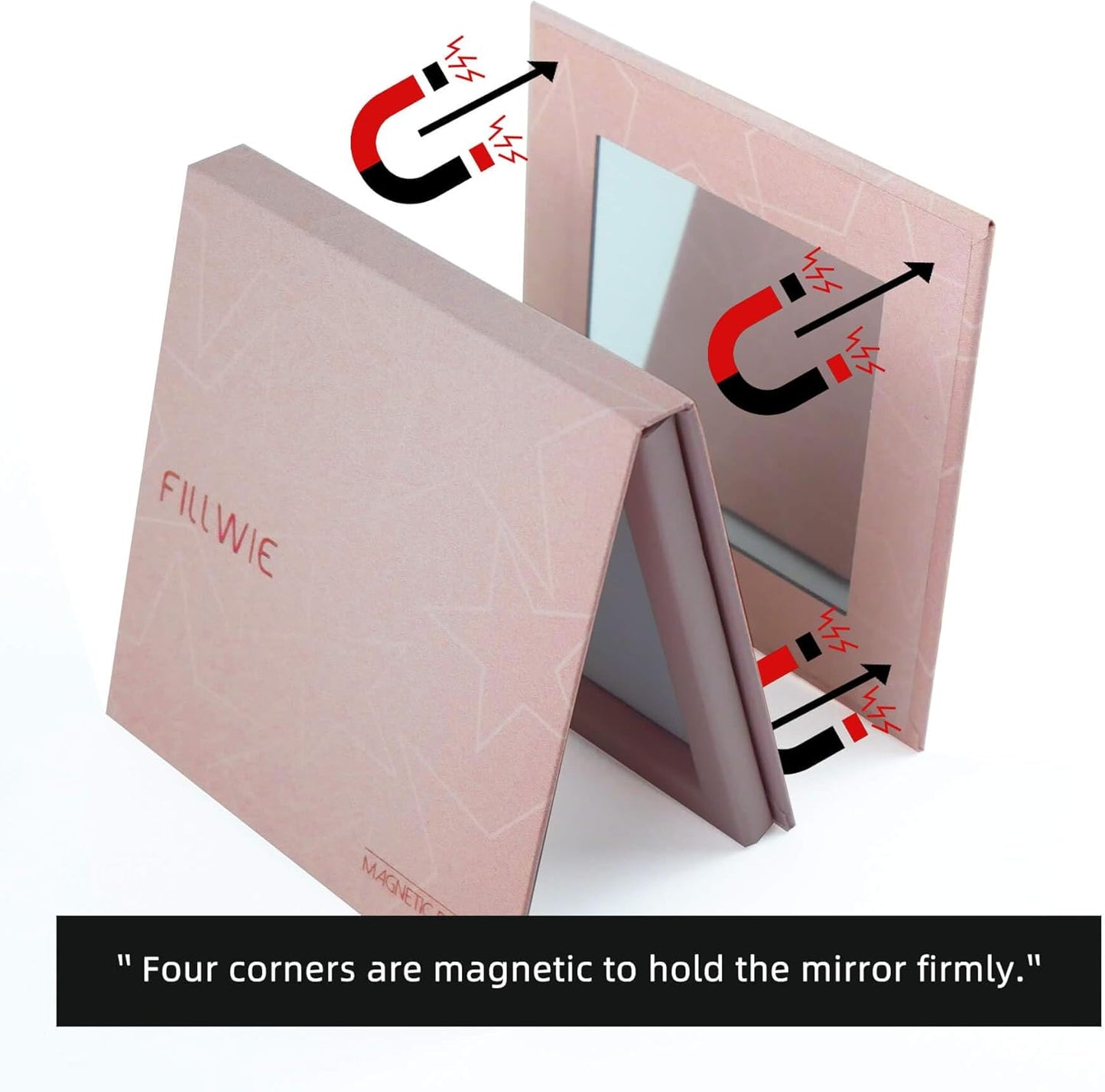 Pink Magnetic Refillable Makeup Palette with Mirror – Lightweight, Durable, Travel-Ready Case for Eyeshadow, Blush, Lipstick – Includes Spatula & 20 Stickers – Small, Waterproof Paperboard-BrightBean Baby