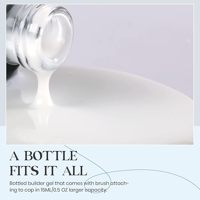 Beetles Milky White Builder Gel for Nails 7 in 1 Strengthener Gel for Nail Extension Building Nail Apex DIY at Home Beauty Gift Sets for Women,Base Coat Need-BrightBean Baby