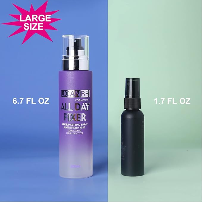 UCANBE Makeup Setting Spray - Matte Finishing Spray Long Lasting Face Mist, Oil Control Lightweight Hydrate Make Up Spray, 6.7 Fl Oz Large Size-BrightBean Baby
