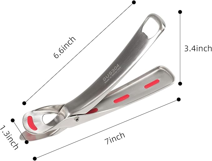 Mu&Ti Hot plate gripper For Instant Pot accessories, For Microwave, Oven,Toaster (Safe for Air Fryer Pans Gripper,Bowls, Egg Custard, Hot Plates) Stainless Steel Heat-Resistant Kitchen Gripper(Silver)