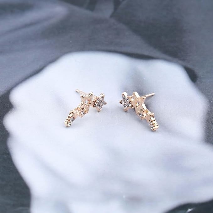 Bohemia Star Climber Crawler Earrings Gold Crystal Star Ear Climber Earrings Cluster Star Studs Earring Festival Earrings Jewelry for Women and Girls (Gold)-BrightBean Baby