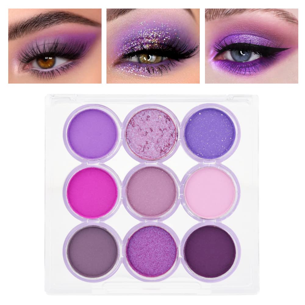 Waterproof 9-Color Shimmer & Matte Eyeshadow Palette – Long-Wearing, Highly Pigmented Glitter Powder with Matt Pink & Shiny Purple Shades.paleta de sombras-BrightBean Baby