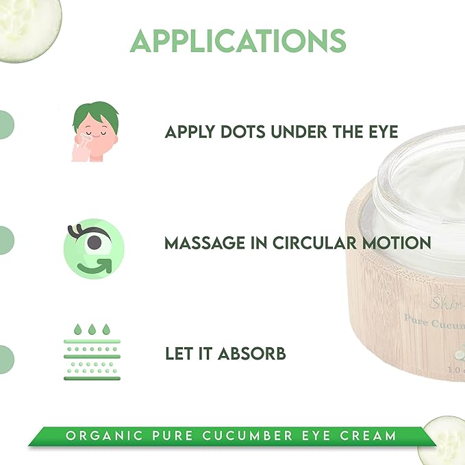 Shir-Organic Pure Cucumber Eye Cream For Dark Circles Eye Puffiness Wrinkles Instant Hydration Anti Aging Eye Cream for All Skin Type (15 ML)-BrightBean Baby