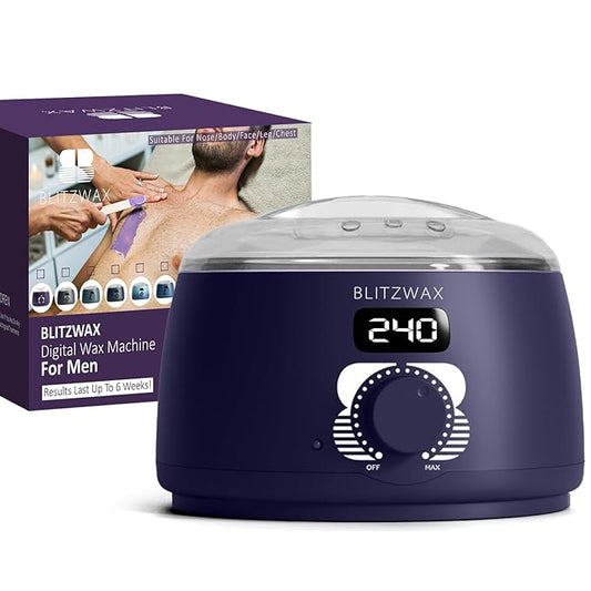 BLITZWAX Single Waxing Pot, Hard Wax Warmer for Face, Legs, Bikini, Brazilian and Body, for 16 oz, At Home Hair Removal Kit, for Men, Beginner Friendly, Quick Heating, Precise Temperature Control-BrightBean Baby