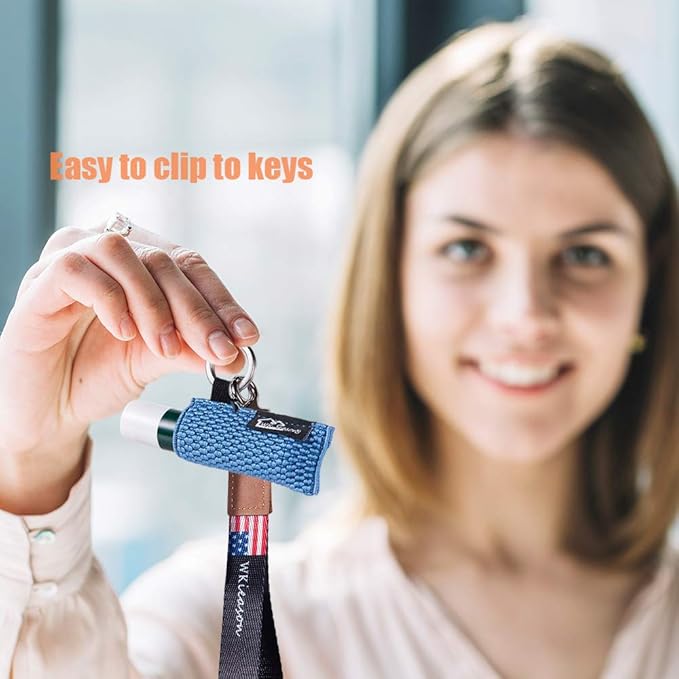 WK IEASON Lip Balm Sleeves Holder Keychain 3pcs Clip on Chapstick Lipstick Sleeves Keychain Holder Pouch Tight-Knit Elastic Lipstick Sleeves Key Ring(Black/Jade/Orange)-BrightBean Baby